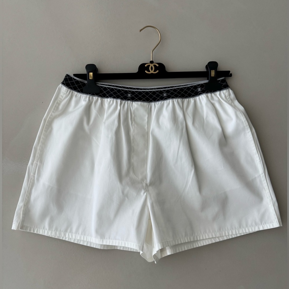 Chanel White Cotton Boxer Shorts FR40